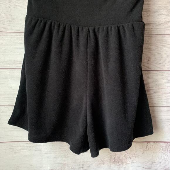 Wild Fable Black Terry Cloth Romper Short Outfit Bow Front Keyhole Halter Tie M - Picture 3 of 10